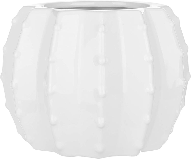 6-Inch White Ceramic Cactus-Shaped Planter Pot-MyGift