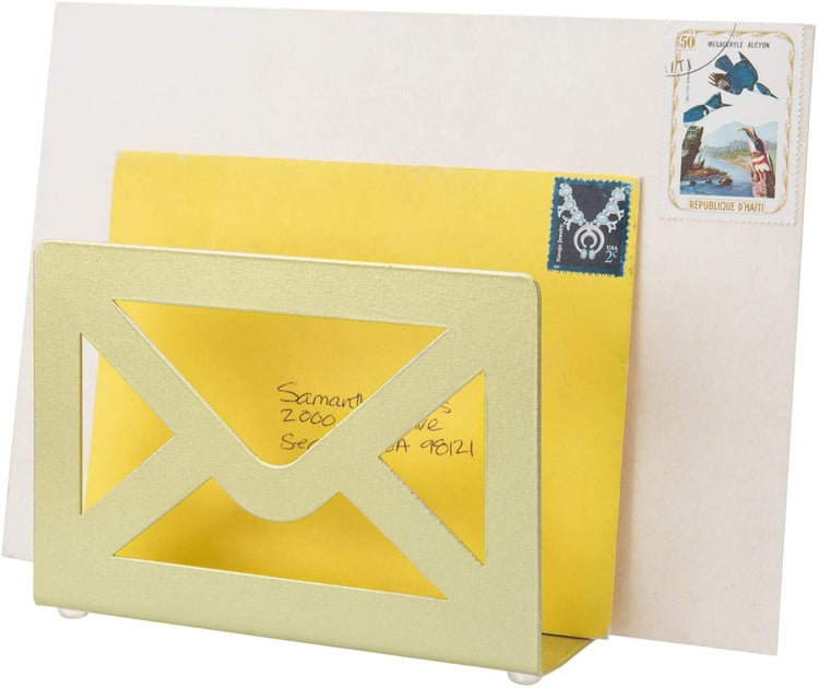 Brass Metal Envelope Cutout Design Desktop Letter Holder-MyGift