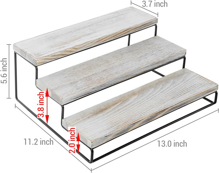 White Wood and Black Metal Tapletop Cupcake Holder Stand, Dessert Pastry Display Riser-MyGift