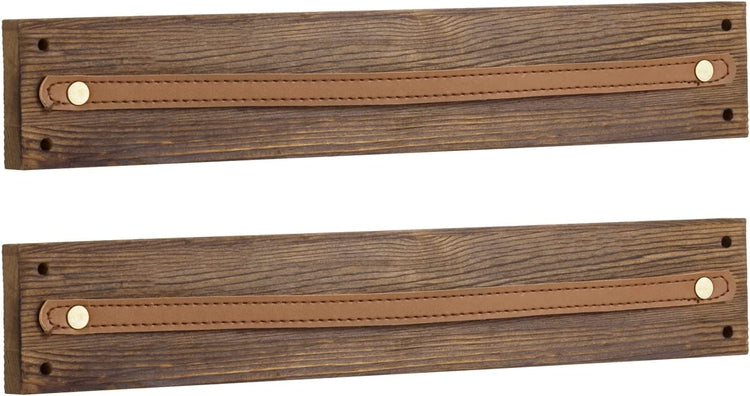 Set of 2, Wood and Leatherette Wall Mounted Sunglasses Holder, Eyewear Display Rack-MyGift