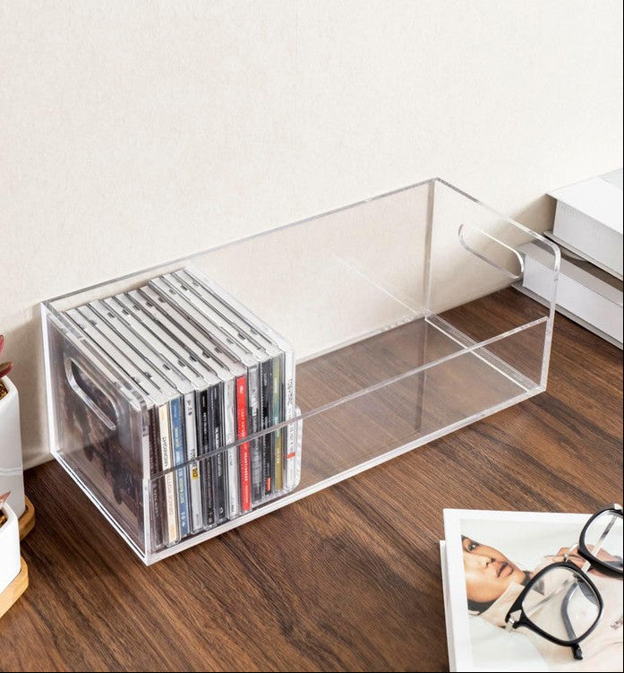 Clear Acrylic Stackable CD Holder Rack with Cutout Carrying Handles, J ...