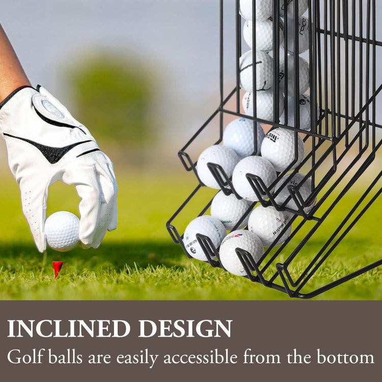 Golf Ball Basket Holder, Matte Black Metal Wire Golf Ball Dispenser and Countertop Display Rack-MyGift
