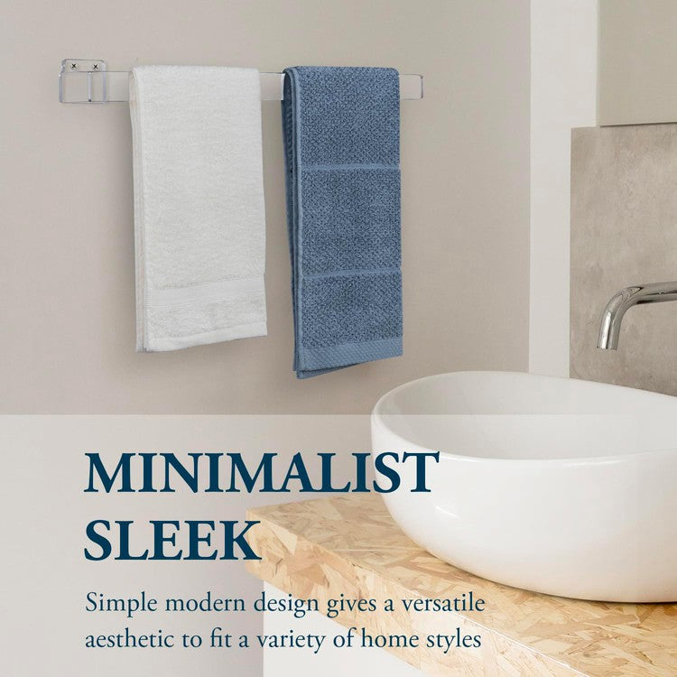 Wall Mounted Clear Acrylic Bath Towel Holder Bar, Floating Hanger Rail for Hanging Bathroom Hand Towels-MyGift