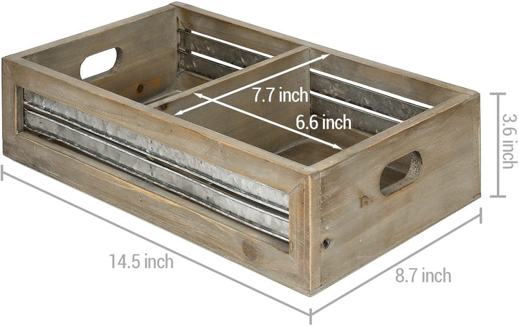 Brown Wood and Galvanized Metal Retro VHS Holder Video Tape Storage Organizer Decorative Crate-MyGift