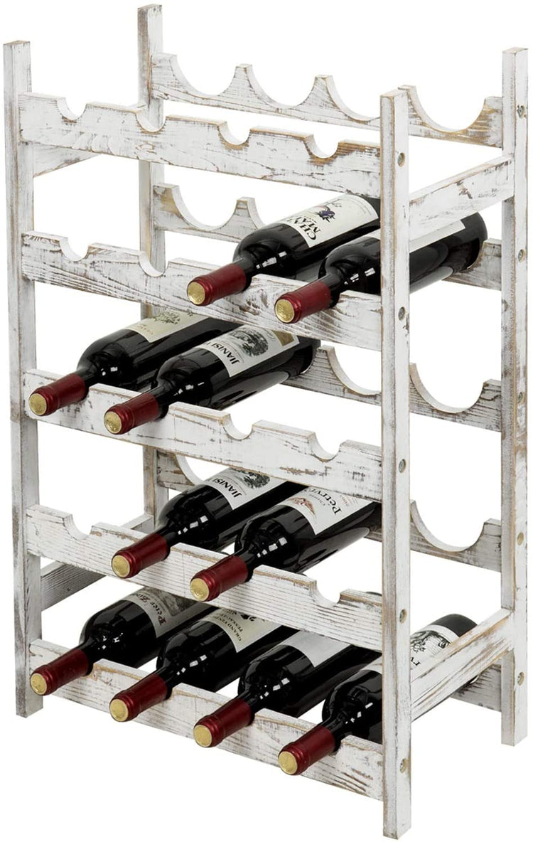 20 Bottle, Whitewashed Wood FreeStanding Floor Wine Rack MyGift