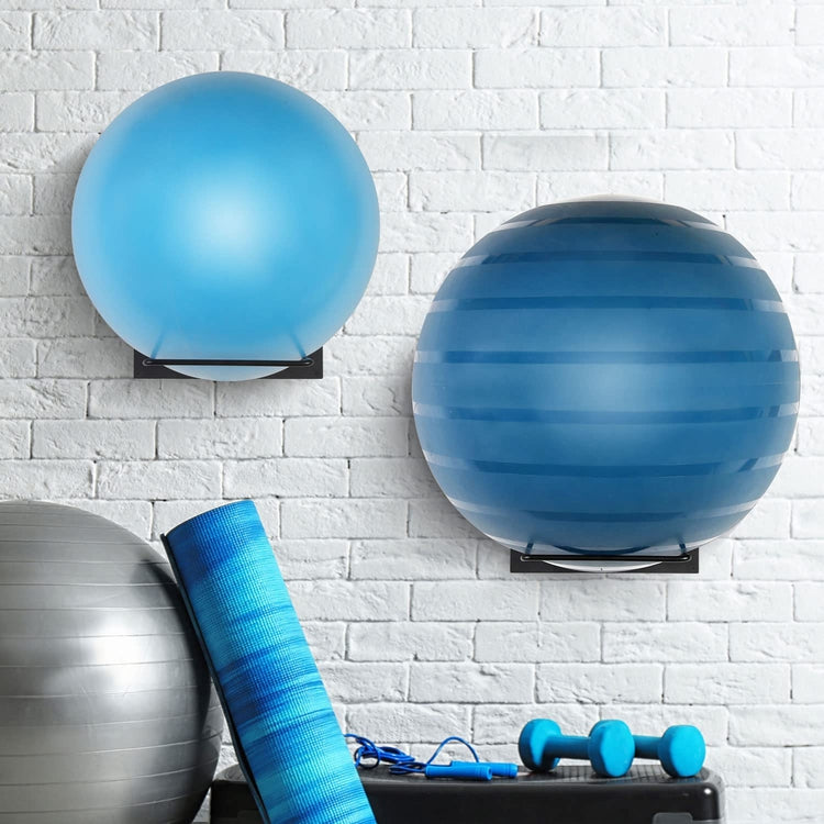 Black Metal Wire Wall Mounted Large Stability Ball Storage, Yoga Studi ...