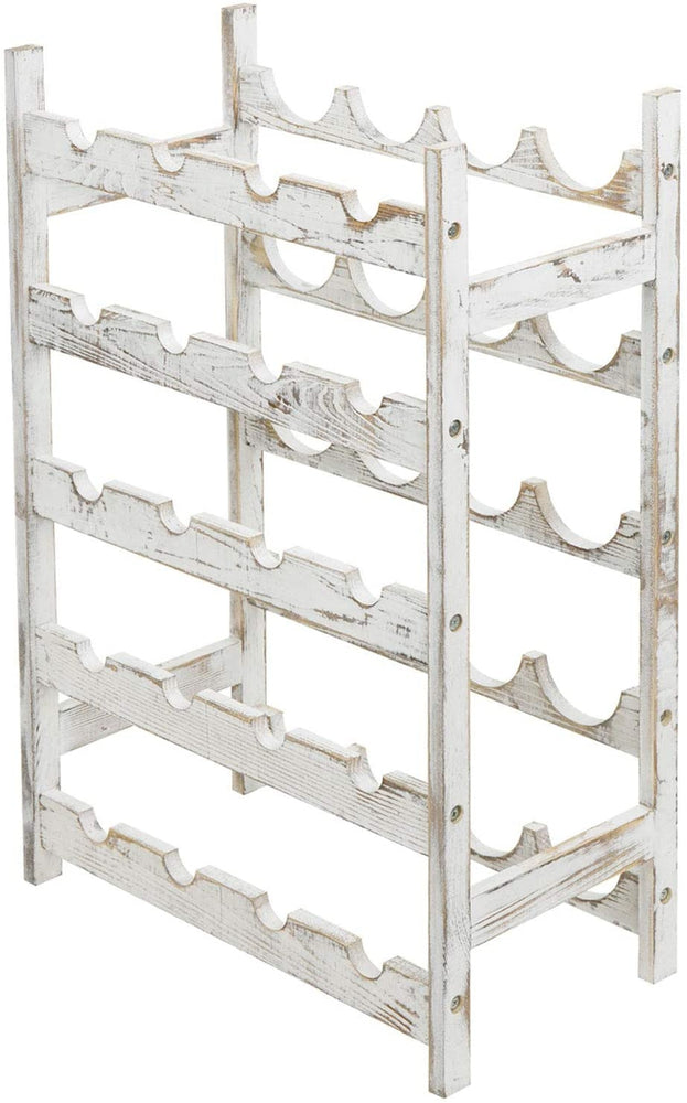 20 Bottle, Whitewashed Wood FreeStanding Floor Wine Rack MyGift