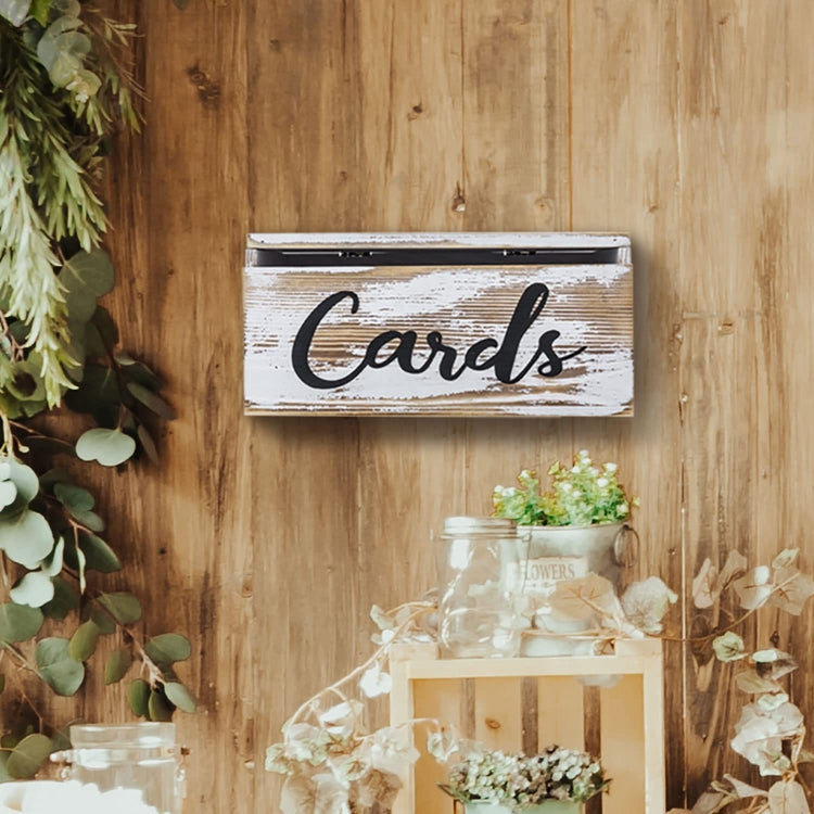 Wedding Card Box, Wood Reception Gift Card Box, Wall Mountable Card Holder with Hinged Lid-MyGift