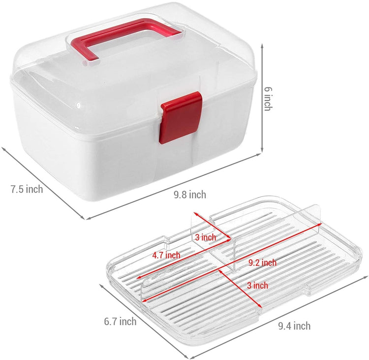 Clear Top First Aid Portable Storage with Removable Tray, Family Emergency Kit Travel Case-MyGift