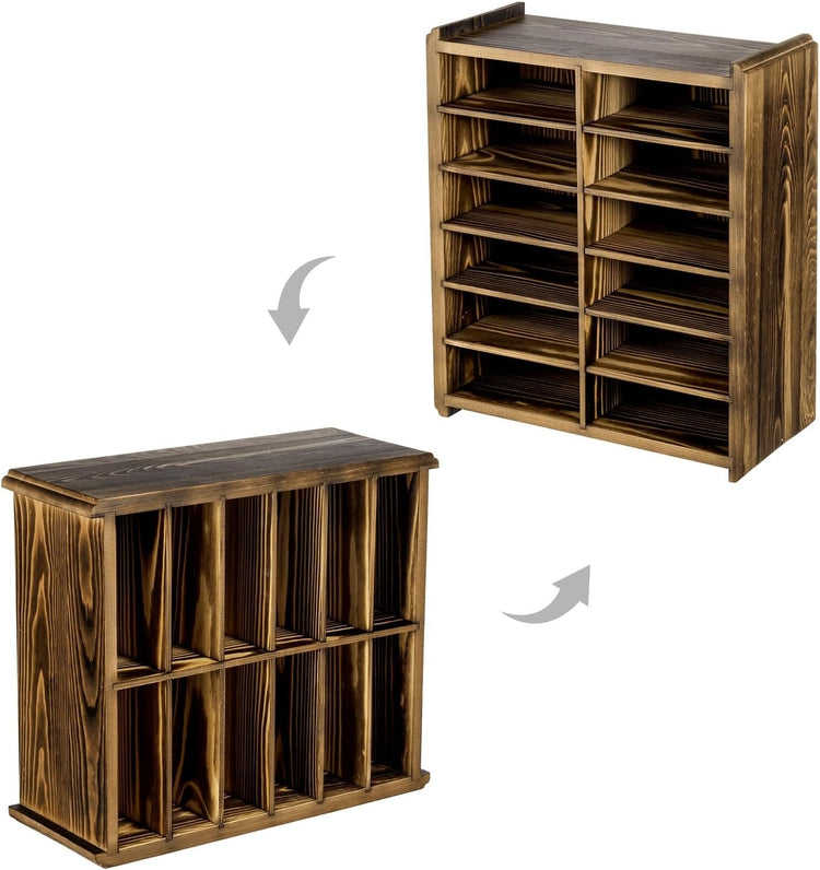 Deluxe 12-Slot Rustic Burnt Wood Wall Mounted Martial Arts Belt Display Storage-MyGift