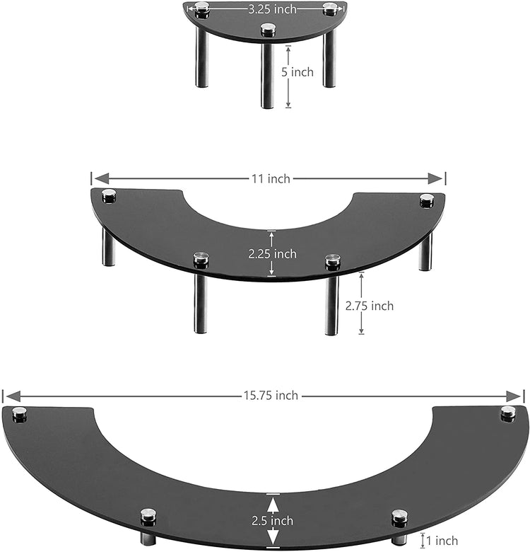 3 Tier, Black Acrylic Semicircle Dessert Display Stand-MyGift