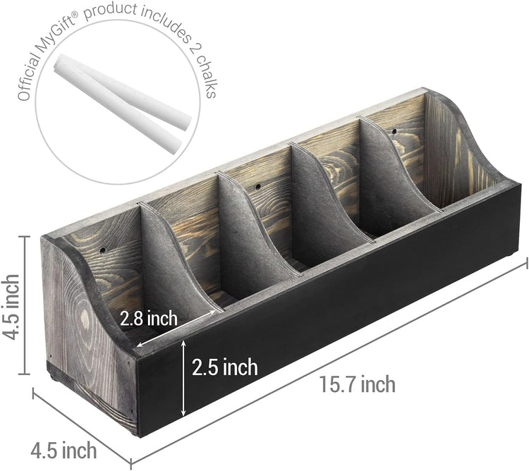 Set of 2, Wall Mountable Gray Wood Utility Caddy with Chalkboard Label, Adjustable Storage Organizers for Crafting-MyGift