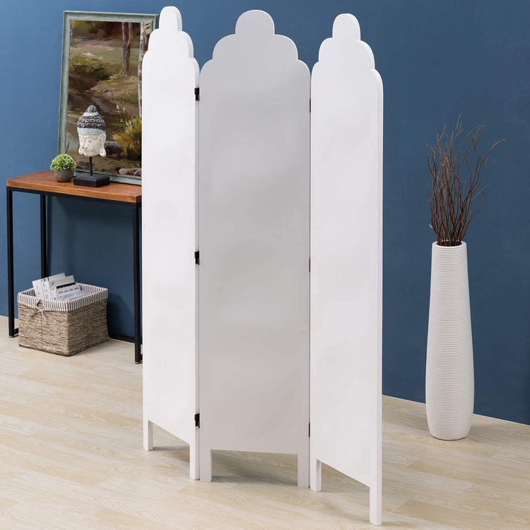 3-Panel Shabby Chic Vintage White Solid Wood Freestanding Room Divider-MyGift