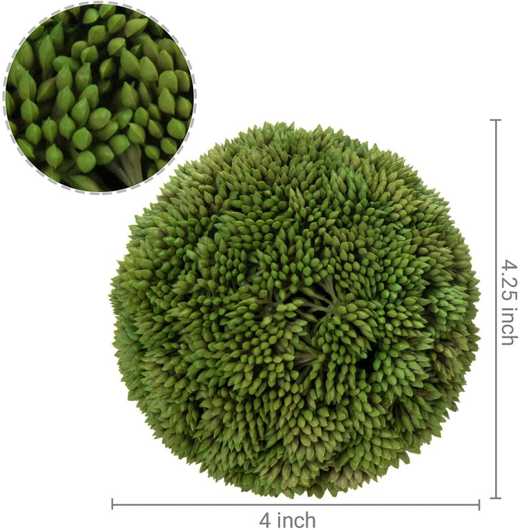 Set of 2, Lifelike Decorative 4-Inch Green Boxwood Ball Topiary, Artificial Greenery Foliage-MyGift