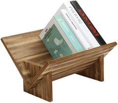 Rustic Burnt Wood Tilted Desktop Bookshelf MyGift