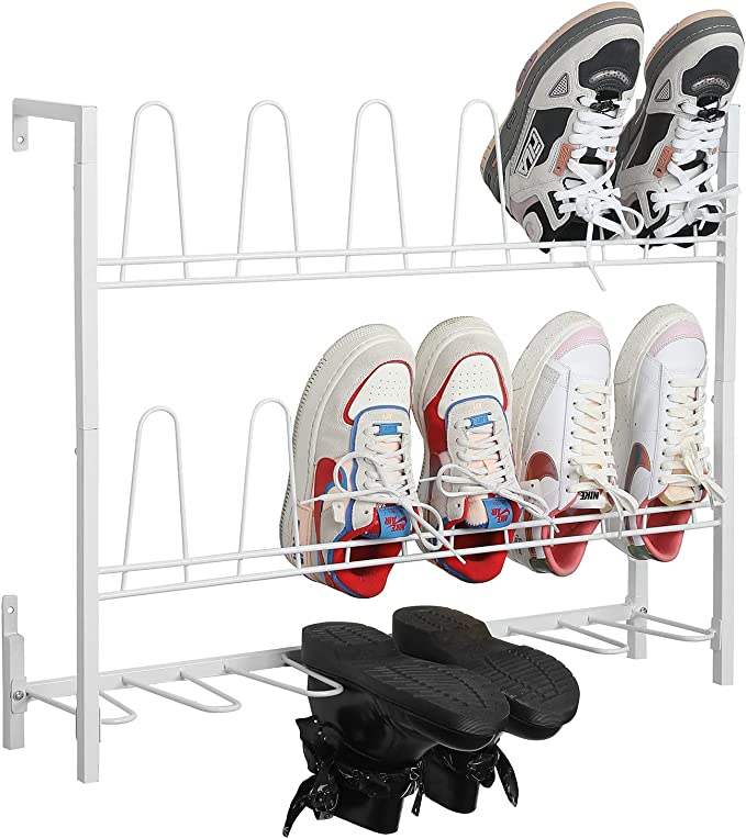 9-Pair Hanging Shoe Organizer, Wall Mounted Metal Boot Organizer and Shoe Rack-MyGift