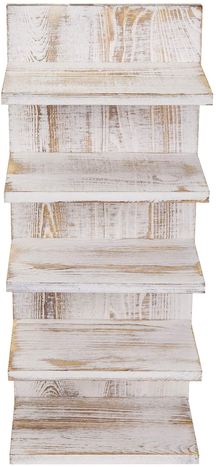Whitewashed Wood Wall Mounted Sunglasses Holder, Retail Eyewear Display Shelf-MyGift