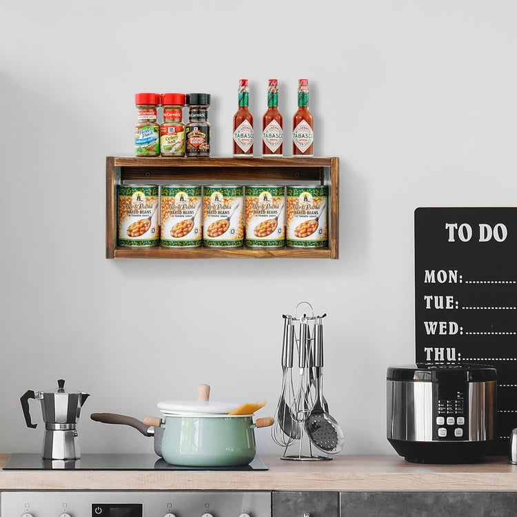 Farmhouse Style Burnt Brown Wood Floating Shelves with Corrugated Galvanized Metal Side Panels-MyGift