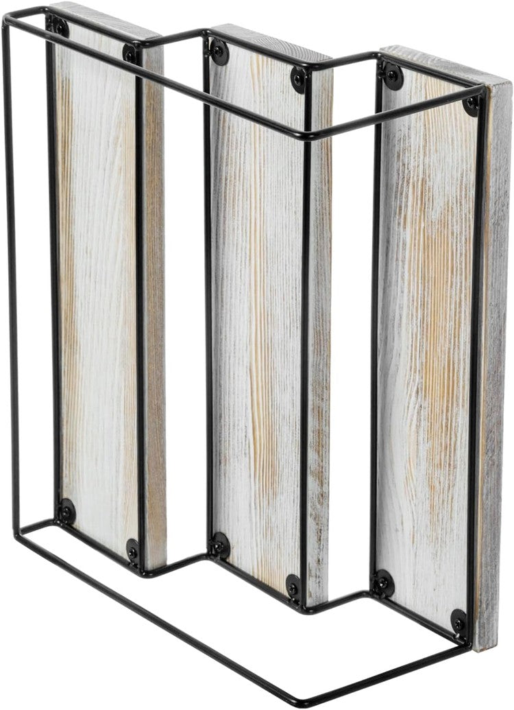 White Wood and Black Metal Tapletop Cupcake Holder Stand, Dessert Pastry Display Riser-MyGift