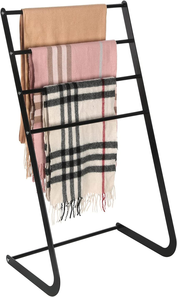 32 Inch Freestanding Scarf Rack, Black 4 Tier Silk Scarf, Neck Tie Display Stand-MyGift