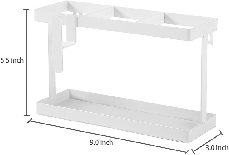 White Metal Wall Mounted Hair Accessory Organizer Caddy, Countertop Blow Dryer and Flat Iron Holder-MyGift