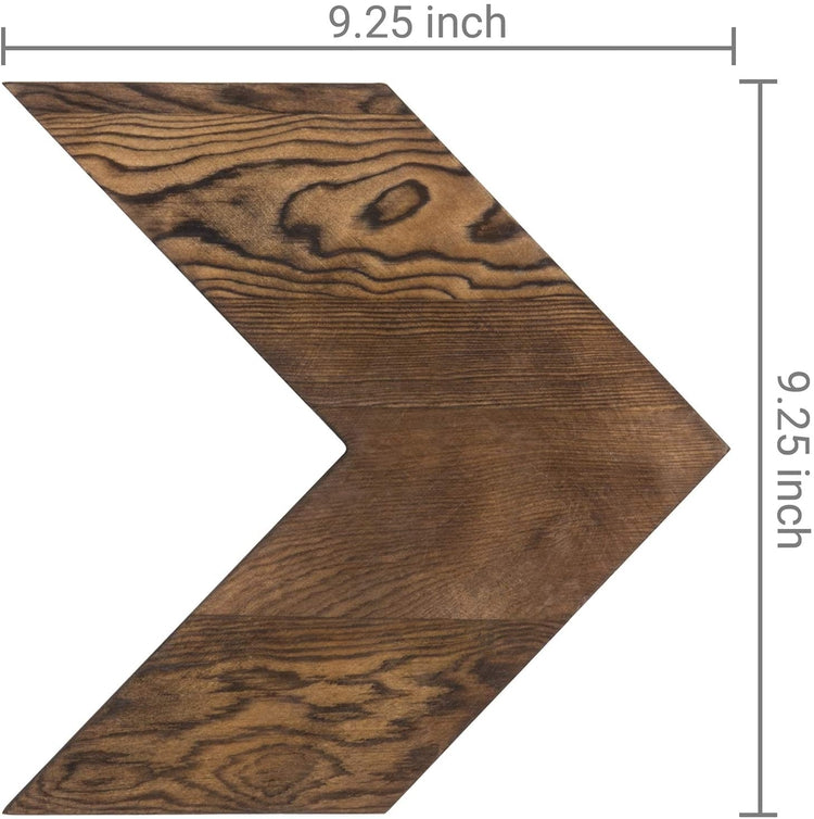 Set of 3 Decorative Wall-Mounted Rustic Dark Brown Wood Chevrons-MyGift