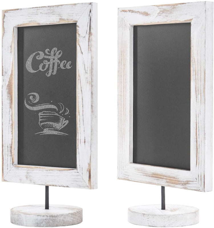 Set of 2 Rustic Wood Framed Tabletop Memo & Message Chalkboard, 12 Inch-MyGift