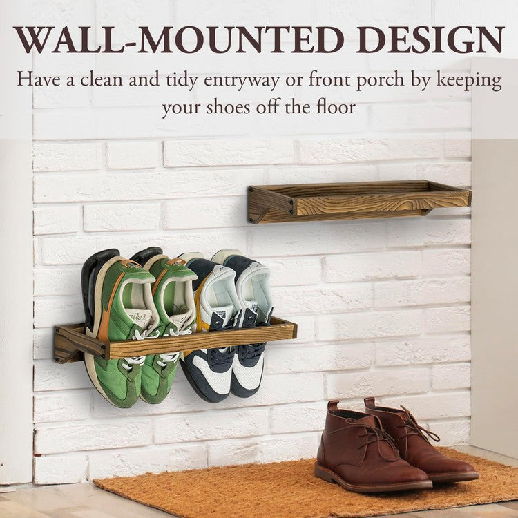 Wood Hanging Shoe Storage Organizer Racks, Wall Mounted Space Saving F –  MyGift