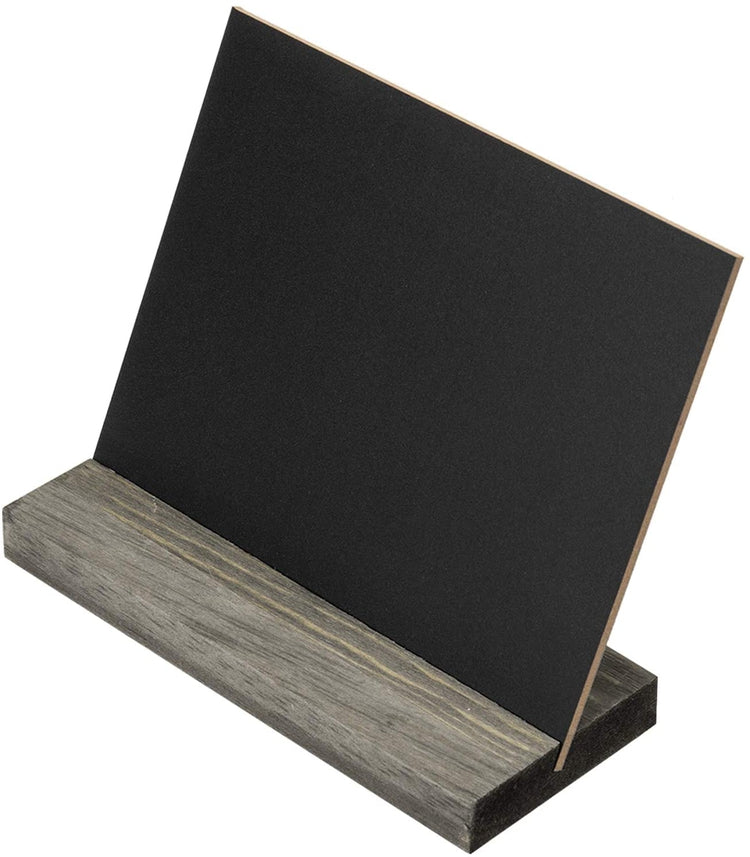 10 Pack of 5" x 6" Mini Chalkboard Signs with Vintage Wood Base Stands-MyGift