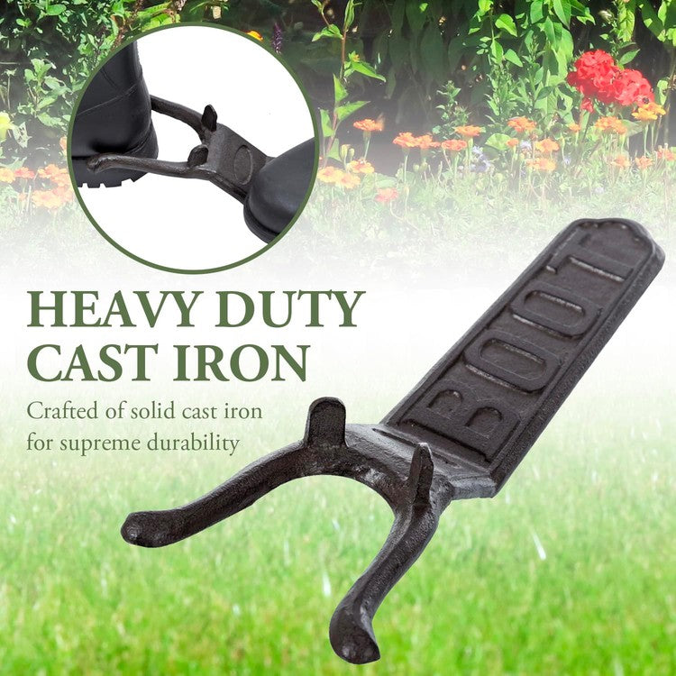 Heavy Duty Cast Iron Boot Jack and Shoe Remover with Embossed Boot Label, Boot Puller Hook Helper Tool for Taking Off Boots-MyGift
