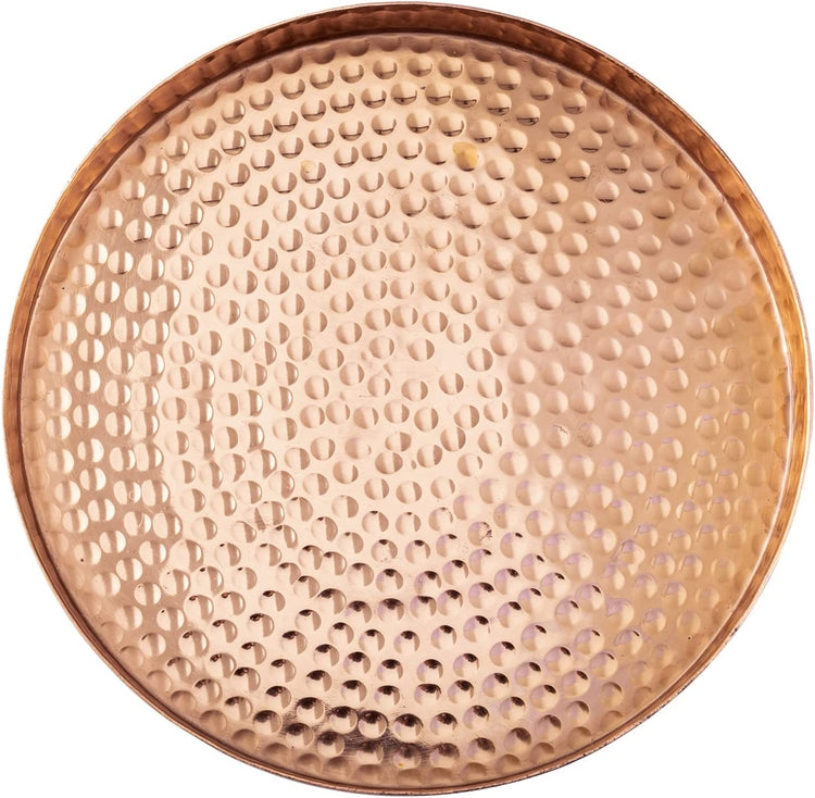 Hammered Copper Round Tray, Aluminum Plated Serving Display Platter and Vanity Tray-MyGift