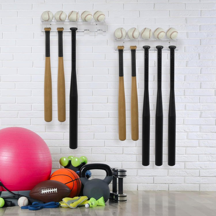 Clear Acrylic Hanging Baseball Bat and Ball Racks, Wall Mounted Sports Display Floating Shelf, Set of 2-MyGift