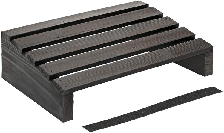 Black Wood Ergonomic Under-The-Desk Footrest-MyGift