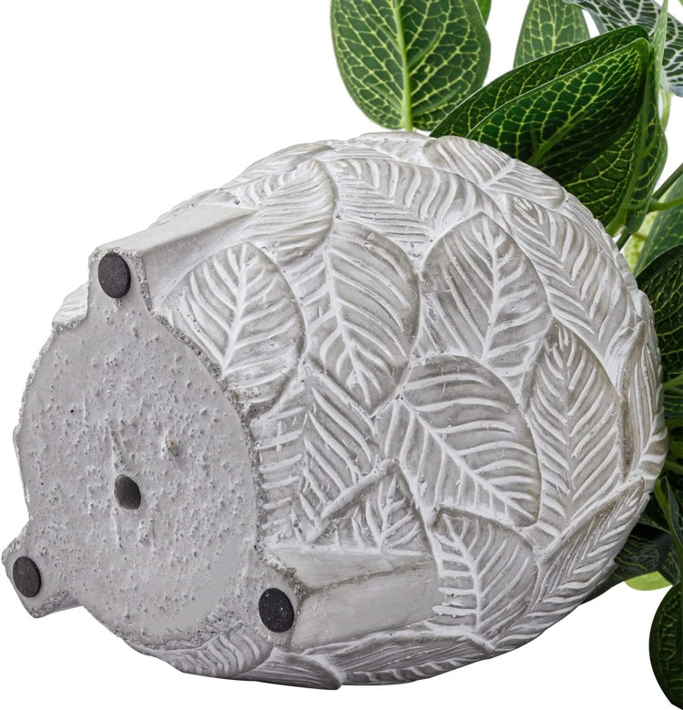 Indoor Artificial Plant, Fake House Plants in Decorative Embossed Leaf Pattern Planter Pot-MyGift