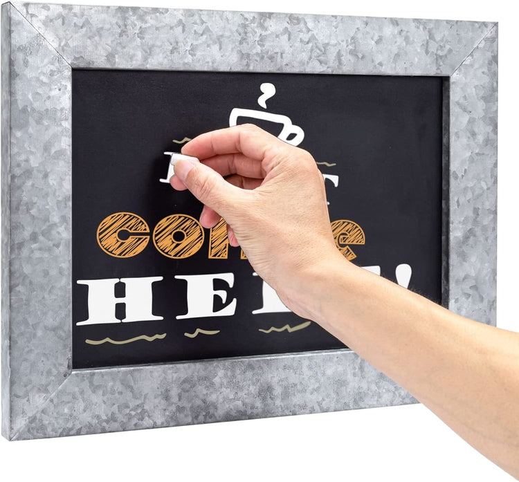 12 x 16 Inch Wall Mounted Galvanized Metal Picture Frame Chalkboard, Blackboard Menu Display, Chalk Message Board-MyGift