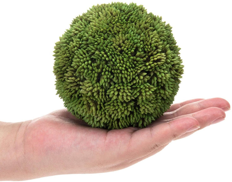 Set of 2, Lifelike Decorative 4-Inch Green Boxwood Ball Topiary, Artificial Greenery Foliage-MyGift