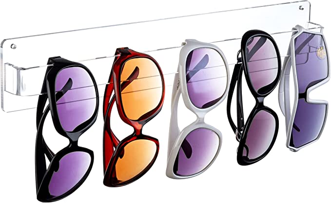 15 Inch Premium Clear Acrylic Wall Mounted Sunglasses and Eye Glasses Display Rack-MyGift