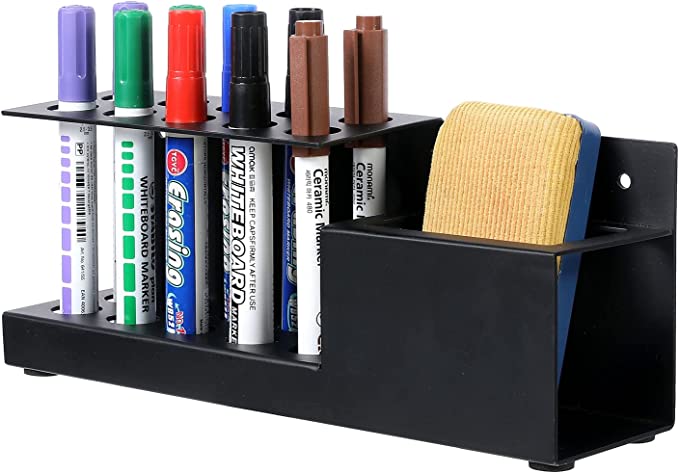 Black Acrylic Wall Mounted Dry Erase Whiteboard Marker Holder Organizer, Modern Dry Erase Marker Holder-MyGift