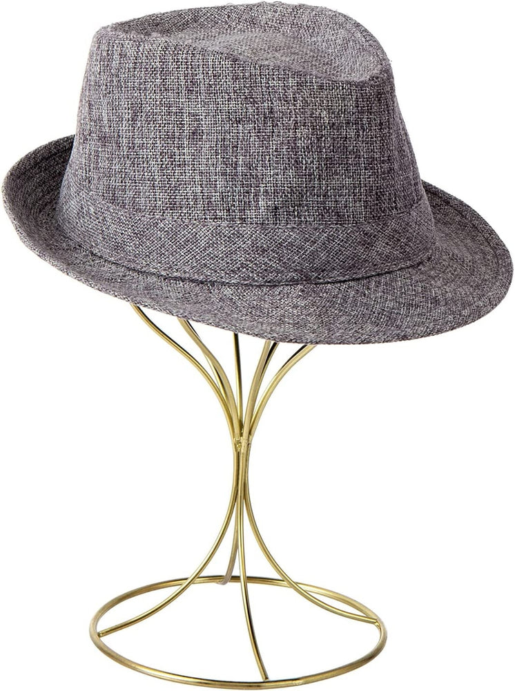 Brass Metal Wig Display Stand, Tabletop Hat Rack, Baseball Cap Storage Form, Set of 3-MyGift