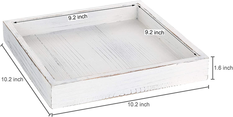 10-Inch White Wood Square Vintage Serving Tray-MyGift