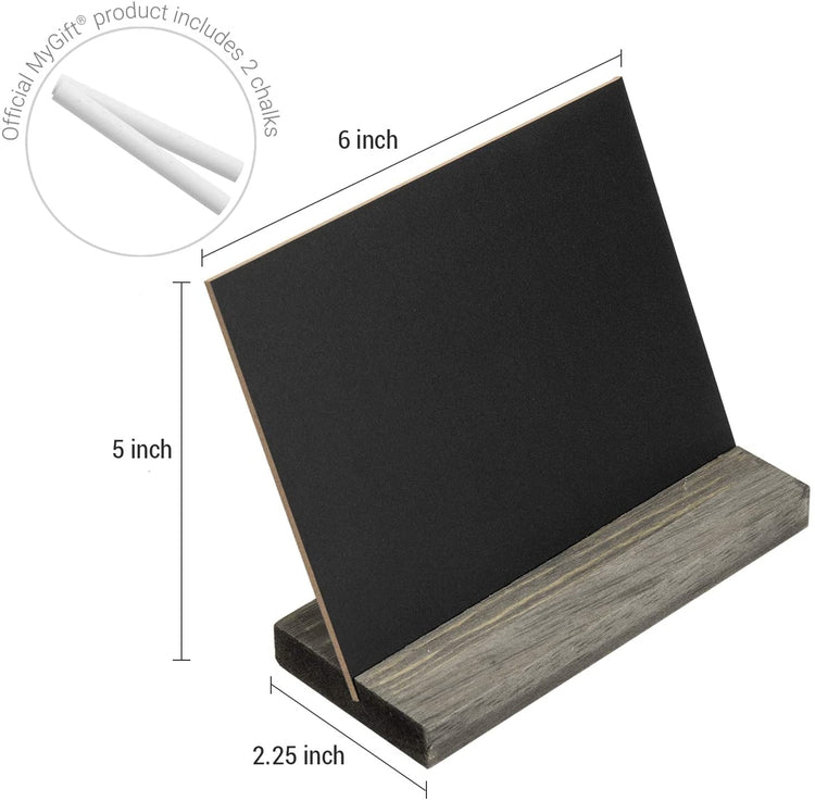 10 Pack of 5" x 6" Mini Chalkboard Signs with Vintage Wood Base Stands-MyGift