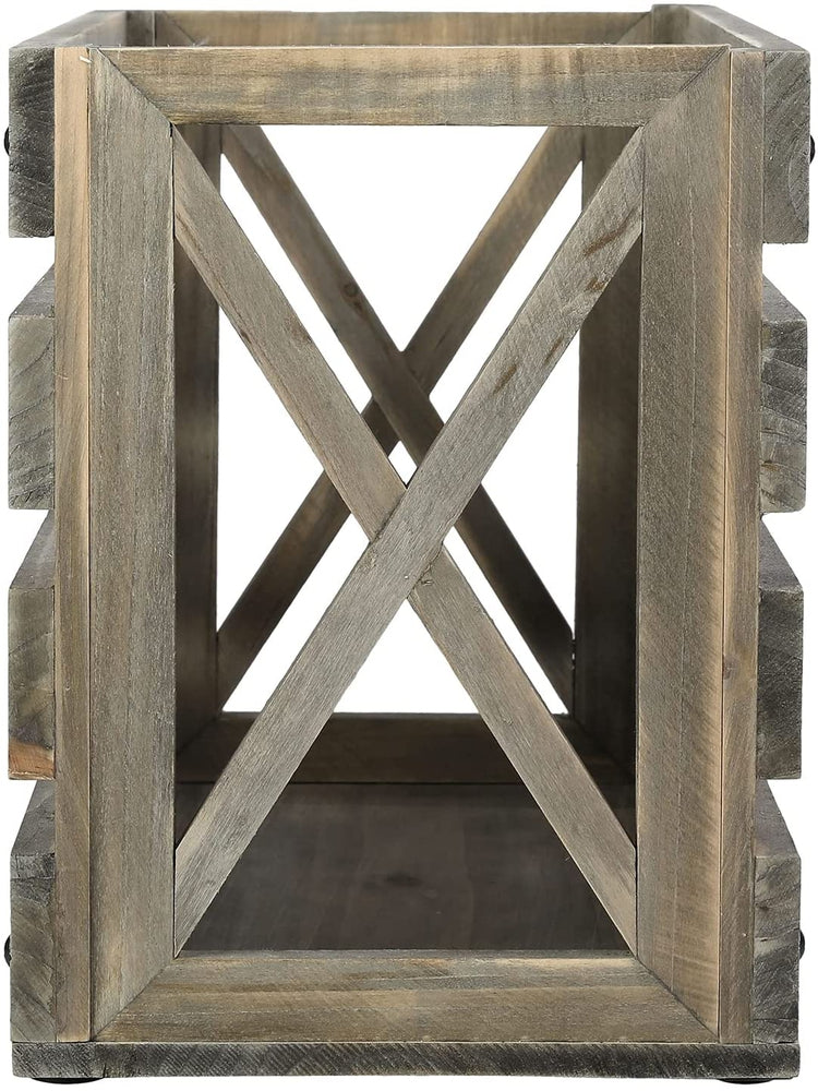 Gray Wood Vinyl Album Record Holder Rustic Crate Style Bin, Fits up to 12-inch Records-MyGift