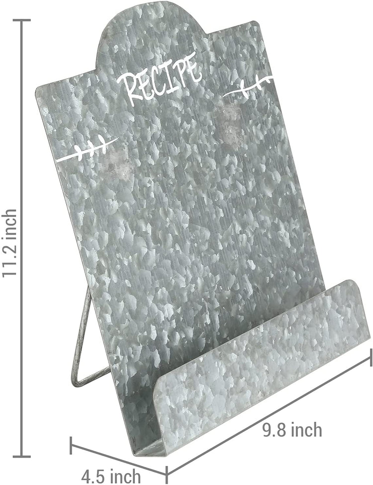 Silver Galvanized Metal Cookbook Holder Stand with RECIPE Text-MyGift