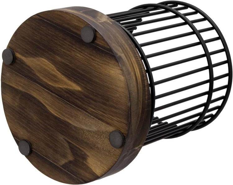 Black Metal Wire Kitchen Utensils Crock, Countertop Round Basket Style Cooking Tools Holder-MyGift