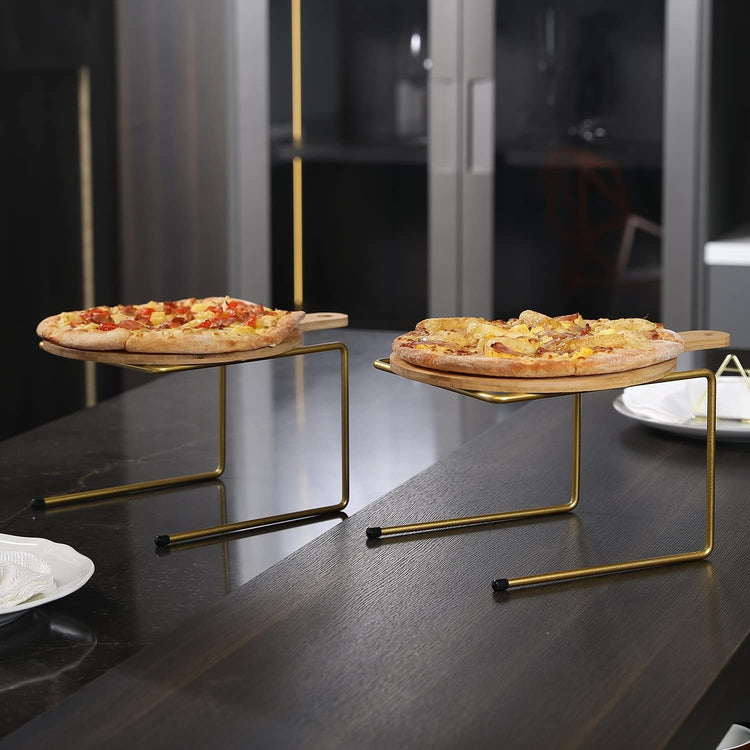 Brass Metal Pizza Table Stands, Tabletop Pizza Pan Riser Food Platter ...