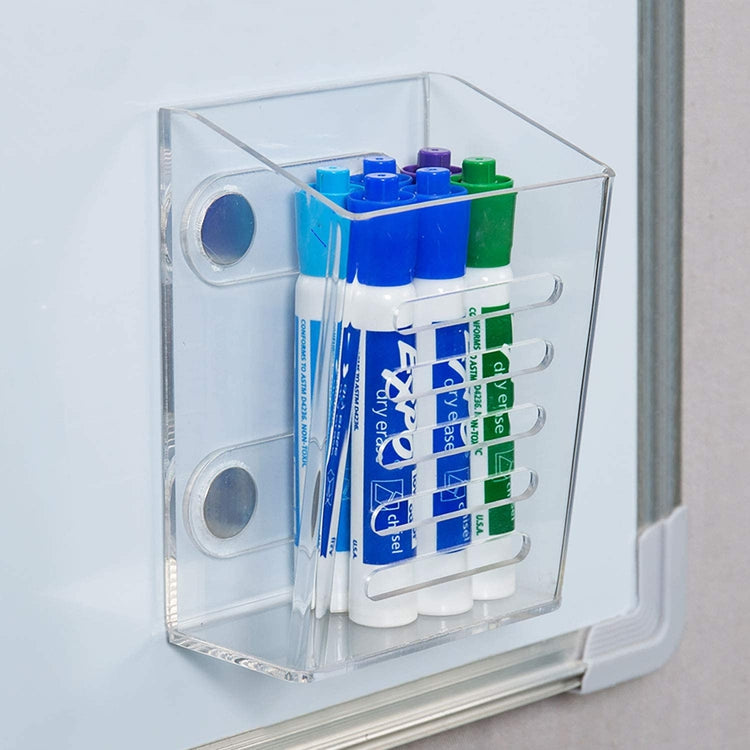 Clear Acrylic Magnetic Mounted Whiteboard Marker Holder, Office Supplies Pencil Storage Basket-MyGift