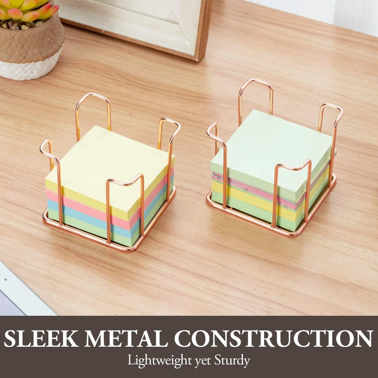 Tabletop Copper Metal Sticky Note Cube Holders, Memo Pads Containers f ...