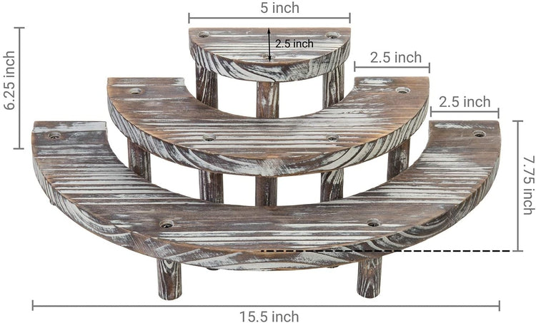 3 Tier Rustic Torched Wood Semicircle Cupcake Stand Display Risers-MyGift