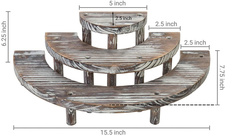 3 Tier Rustic Torched Wood Semicircle Cupcake Stand Display Risers – MyGift
