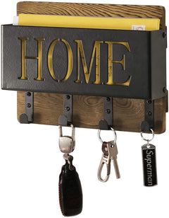 Matte Black Mail Sorter Shelf with Key Hooks – MyGift